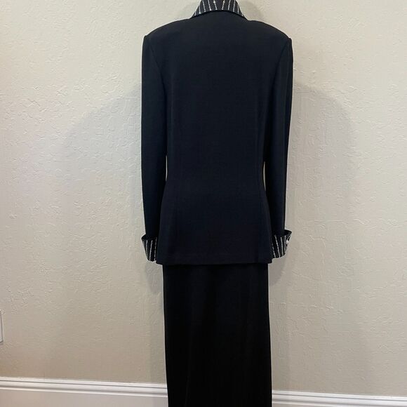 ~ ST. JOHN 4 Skirt Black Maxi Long Pencil Straight Sheath Side Slit Lux Knit 6 8 - Picture 11 of 11